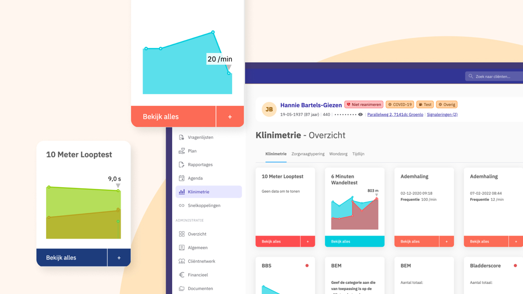 Alle metingen in één overzicht in klinimetrie Nedap Ons®