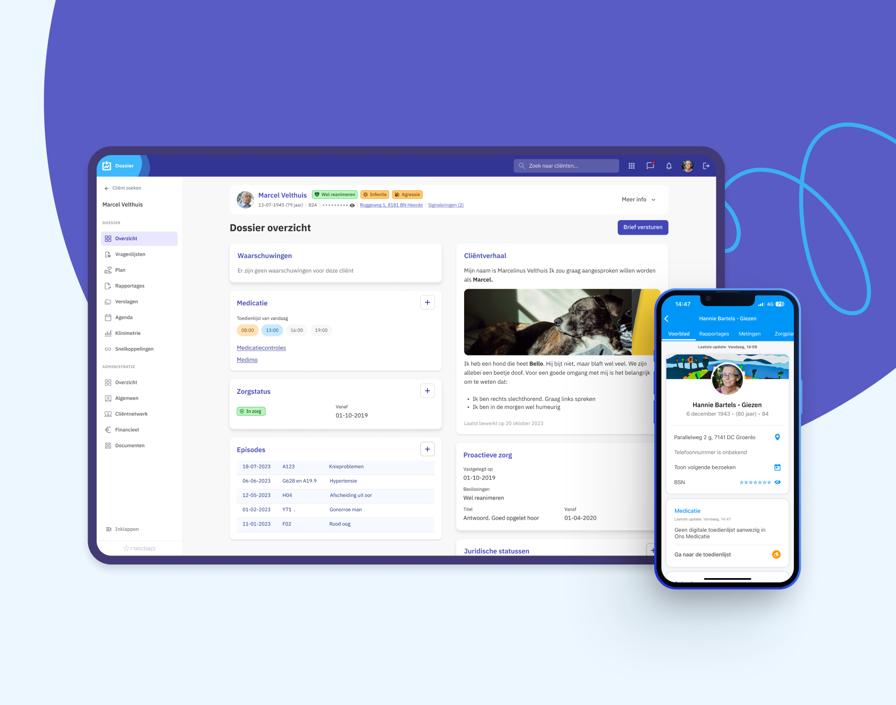 Gezondheidsdossier op mobiel en desktop in Nedap Ons®