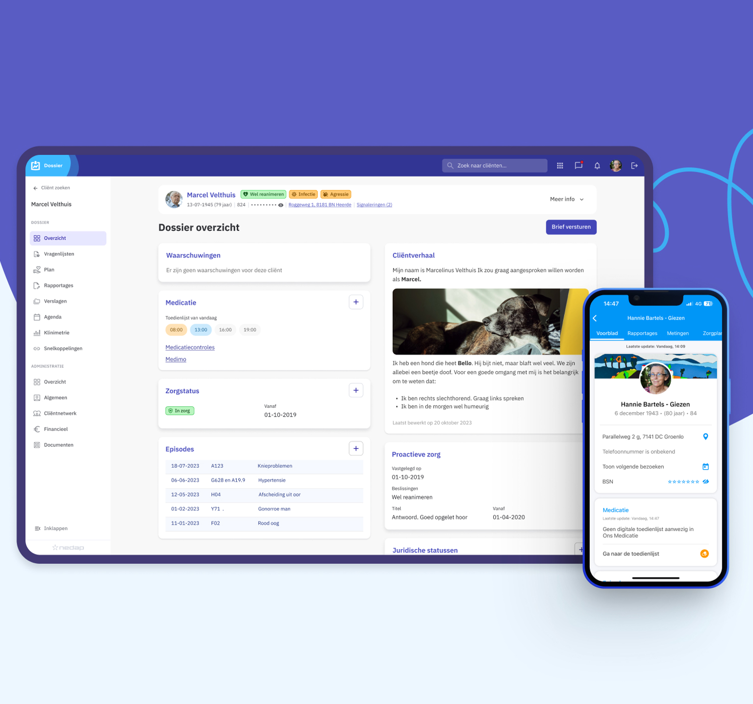Gezondheidsdossier op mobiel en desktop in Nedap Ons®