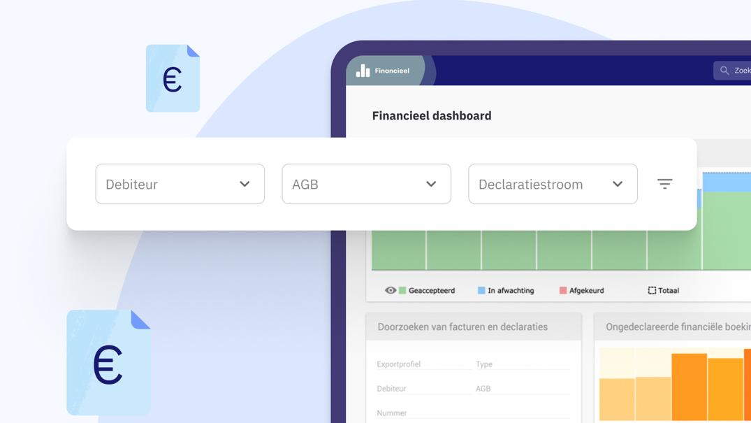 Administratie in Ons® - Financieel dashboard - Factuuroverzicht per debiteur, declaratiestroom of AGB-code