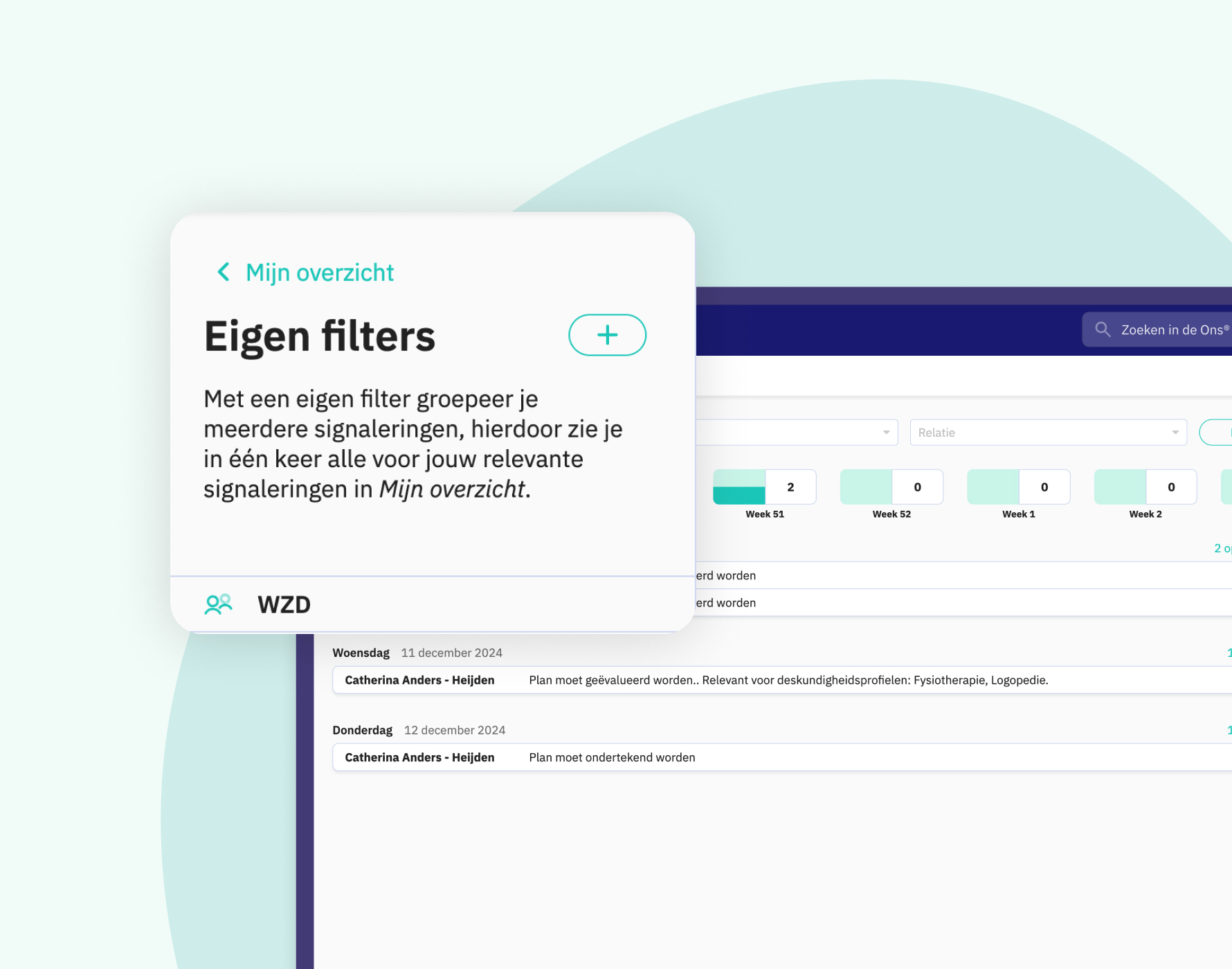 Filters instellen kwaliteitsmonitor Ons® Dossier