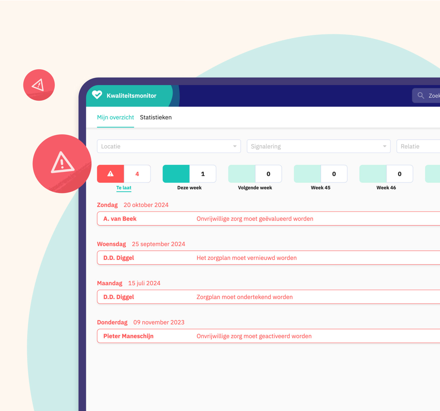 Kwaliteitsmonitor overzicht in Nedap Ons®