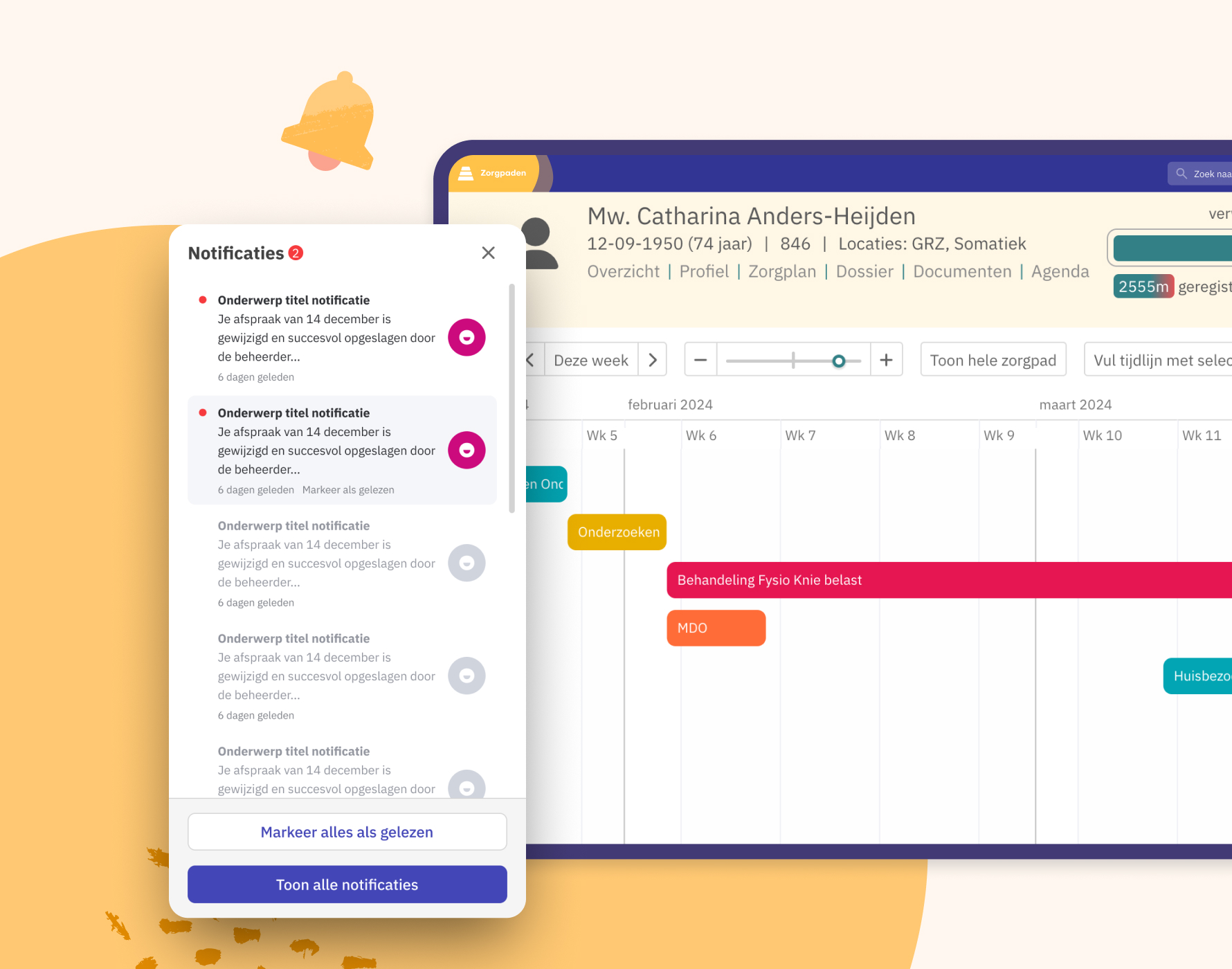 Automatische meldingen zorgpaden Nedap Ons®