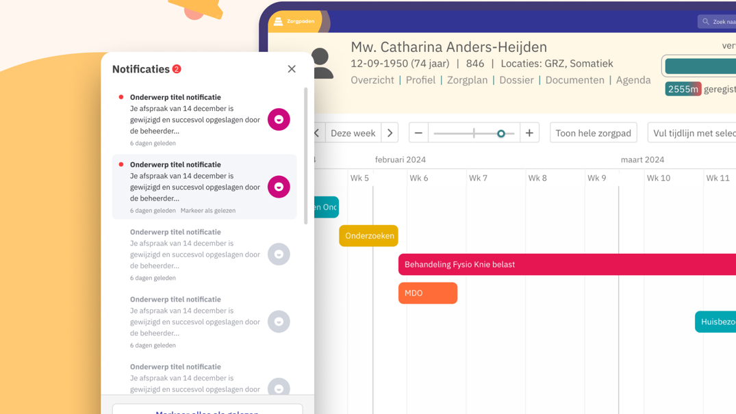 Automatische meldingen zorgpaden Nedap Ons®