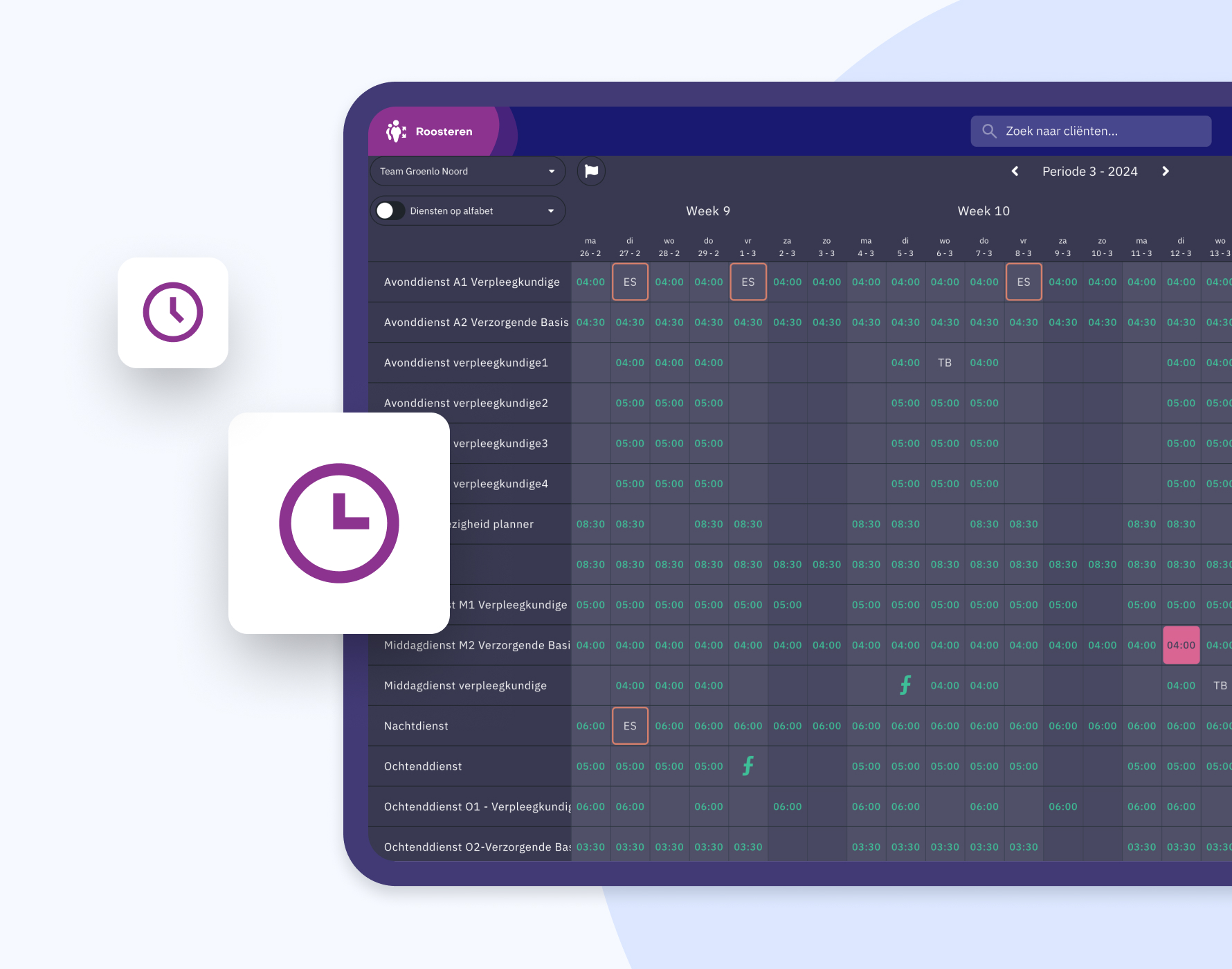 Automatische urenverwerking rooster Nedap Ons®