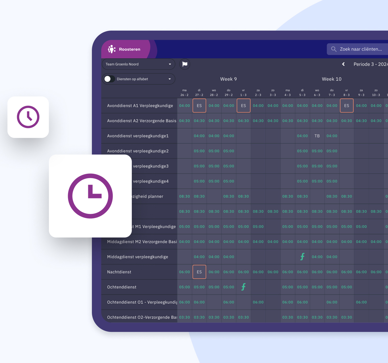 Automatische urenverwerking rooster Nedap Ons®