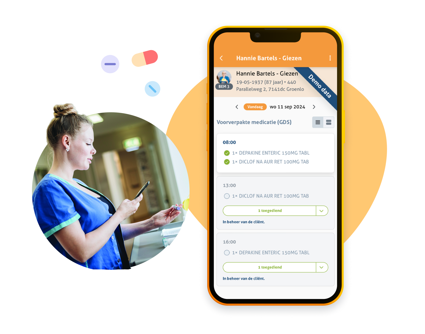Medicatieoverzicht op mobiel in Nedap Ons®