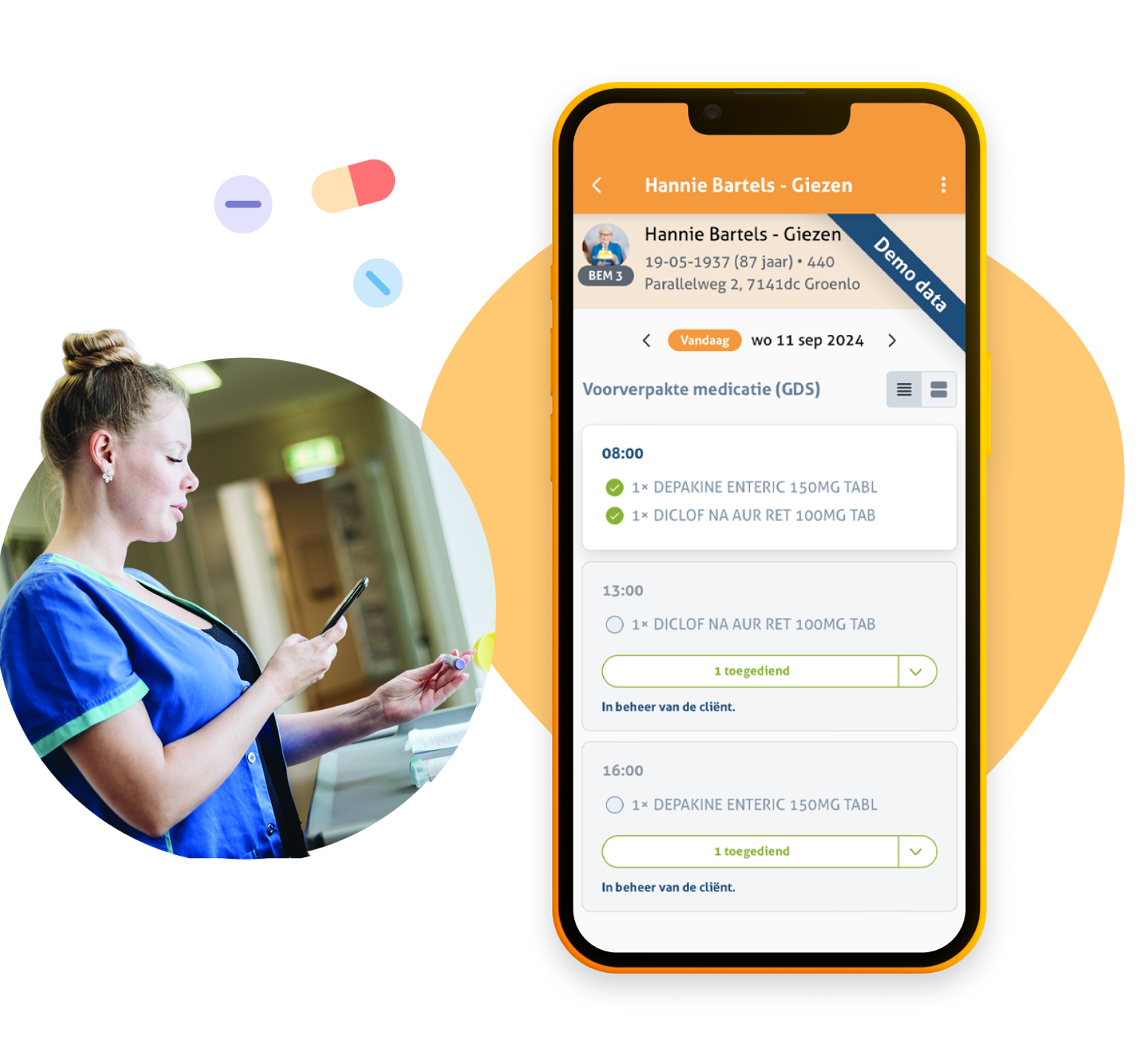 Medicatieoverzicht op mobiel in Nedap Ons®